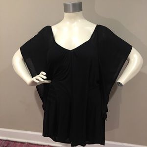 Sejour Short Sleeve Ruffle Top Size 1X Black NWT